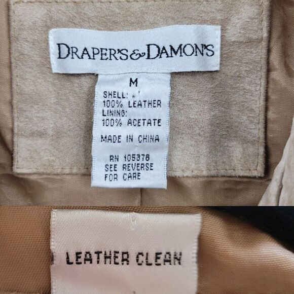 Vtg 90's Jacket Leather Embroidered Country Rodeo Shacket Neutral Tan Sz M - Picture 3 of 11